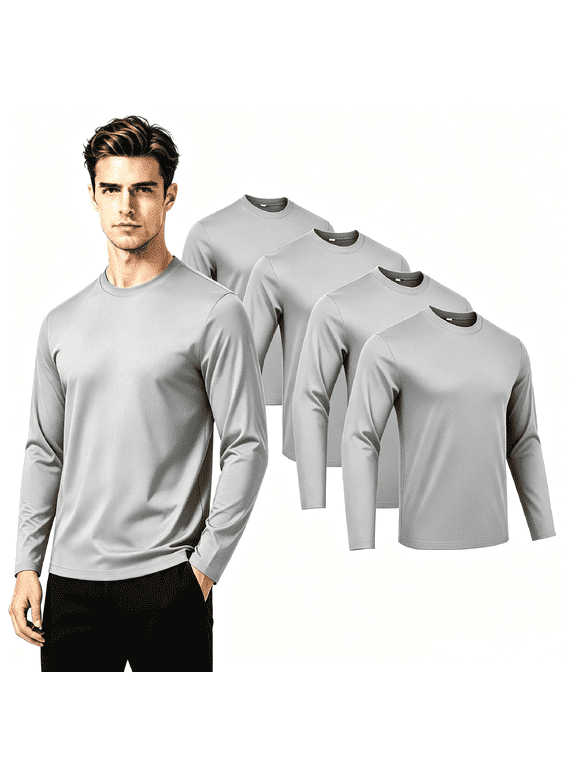 5-Pack Men's UPF 50+ Sun Protection Shirt Long Sleeve T-Shirt Moisture Wicking Quick Dry Lightweight for Outdoor Sports