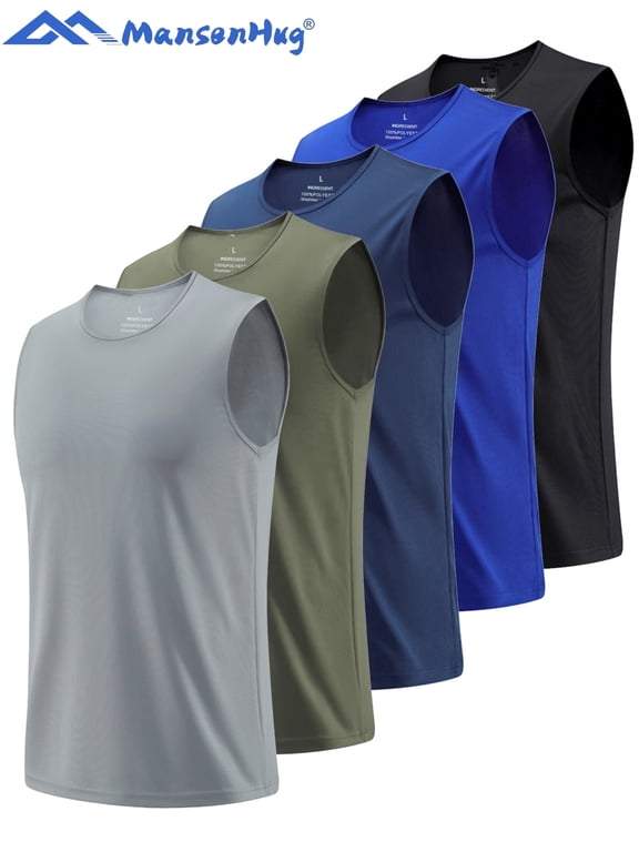 Men's 5 Pack Workout Tank Tops Sleeveless Gym Shirts Bodybuilding Fitness Muscle Tee Shirts