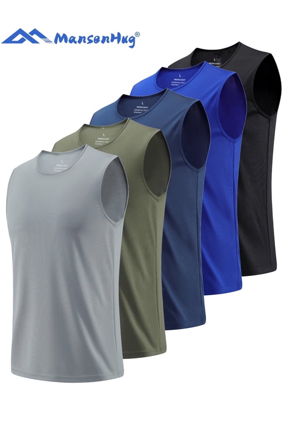 Men's 5 Pack Workout Tank Tops Sleeveless Gym Shirts Bodybuilding Fitness Muscle Tee Shirts