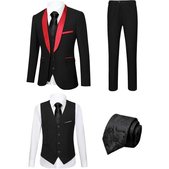 Men's 5 Piece Slim Tuxedos Prom Suit Male Groom Wedding Suit Tux Shawl Lapel One Button Jacket Vest Pants Shirt Set