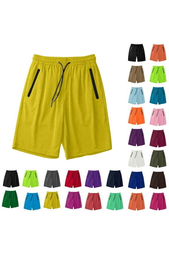 Women and Men's 5" Running Shorts 2 Pocket Quick Dry Athletic Workout Gym Shorts with Zipper Pockets