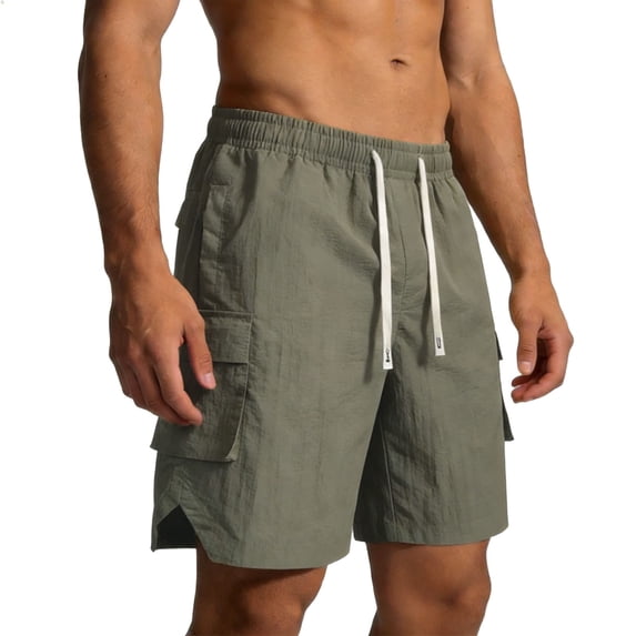 Men's 5" Running Shorts Quick Dry Athletic Workout Gym Shorts with Cargo Pockets Army Green
