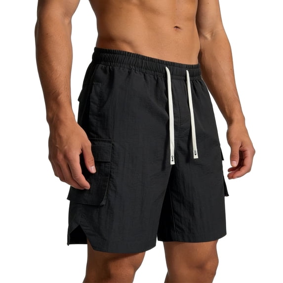 Men's 5" Running Shorts Quick Dry Athletic Workout Gym Shorts with Cargo Pockets Black