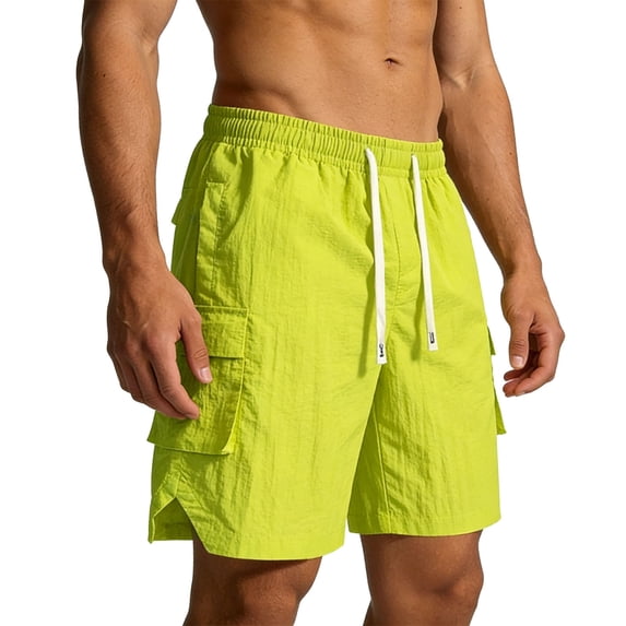 Men's 5" Running Shorts Quick Dry Athletic Workout Gym Shorts with Cargo Pockets Green