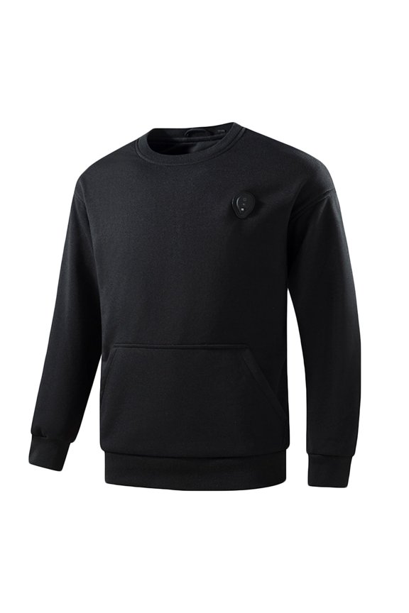 Men's 5-Zone Heated LED Pullover Sweatshirt without Hood, Long Sleeve Thermal Top for Outdoor Sports, Winter Workouts, and Cold Weather Activities, Limited Time Offer
