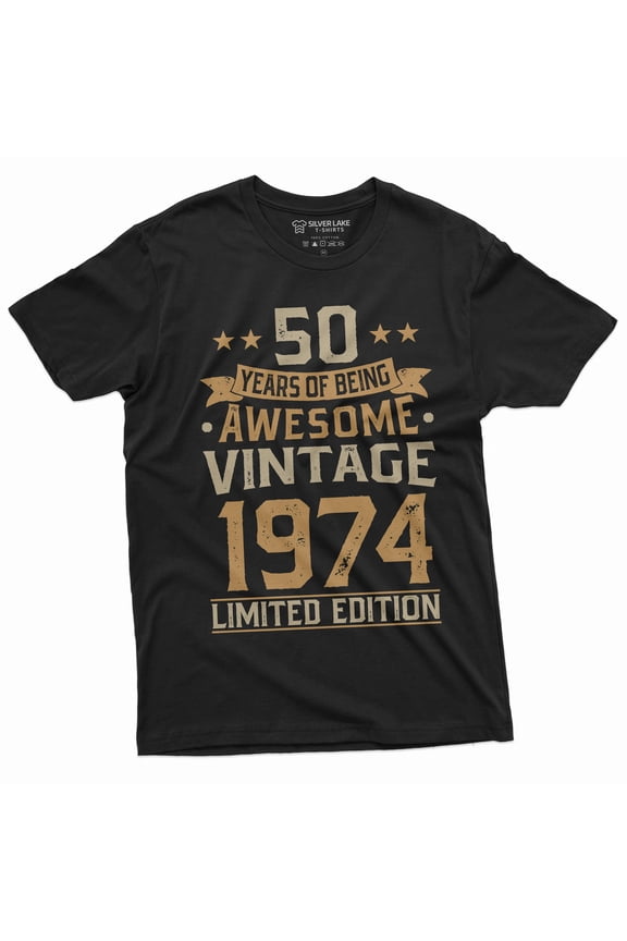 Men's 50 years of being awesome custom add your year T-shirt Birthday unique customizable tee