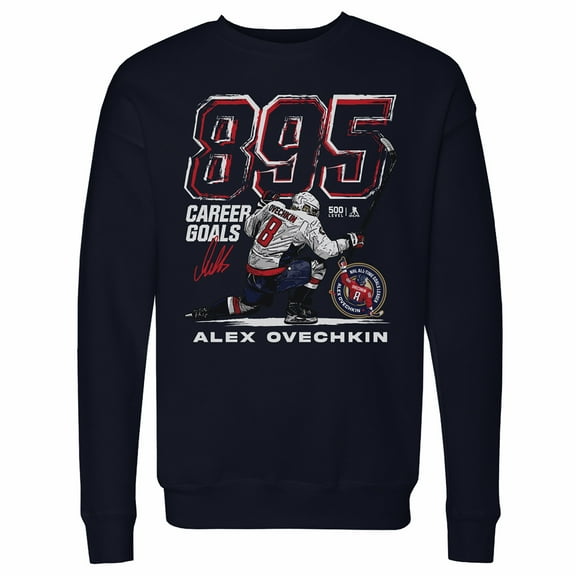 Men's 500 Level Alexander Ovechkin Navy Washington Capitals NHL All-Time Leading Goal Scorer Grunge Pullover Sweatshirt
