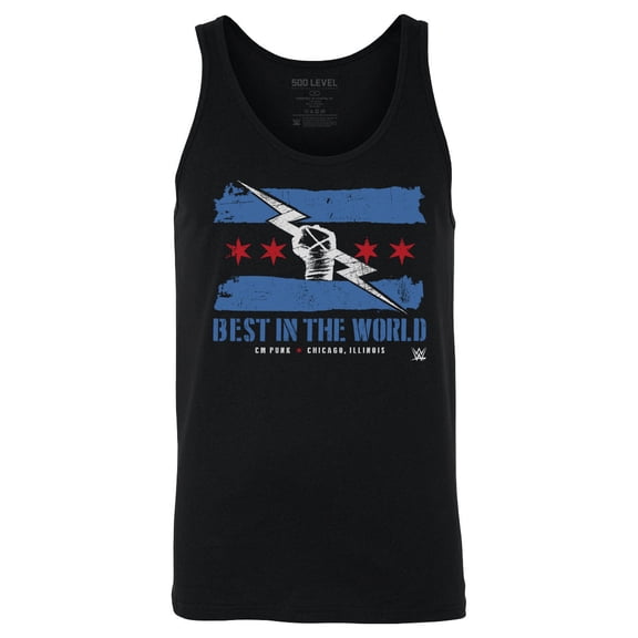 Men's 500 Level Black CM Punk Logo Flag Tank Top