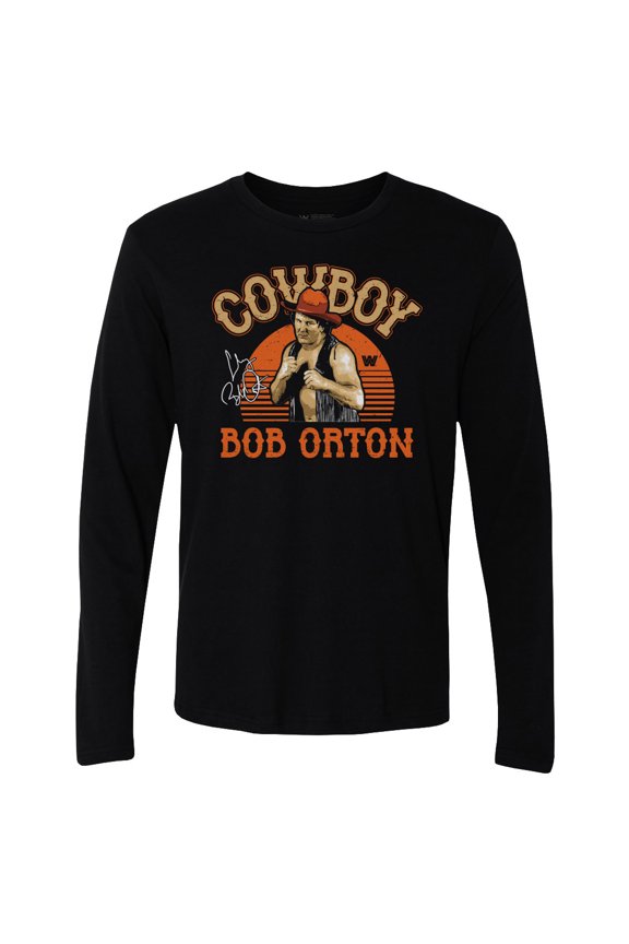 Men's 500 Level Black -Cowboy- Bob Orton Retro Superstar Long Sleeve T-Shirt
