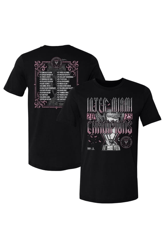 Men's 500 Level Black Inter Miami CF 2025 MLS Cup Champions Roster T-Shirt