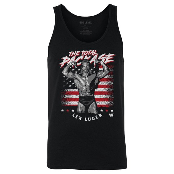 Men's 500 Level Black Lex Luger American Flag Tank Top