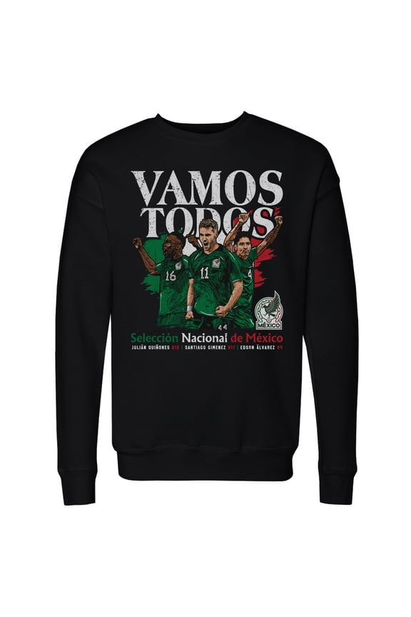 Men's 500 Level Black Mexico National Team Vamos Todos Juli-n Qui-ones, Santiago Gim-nez & Edson -lvarez Pullover