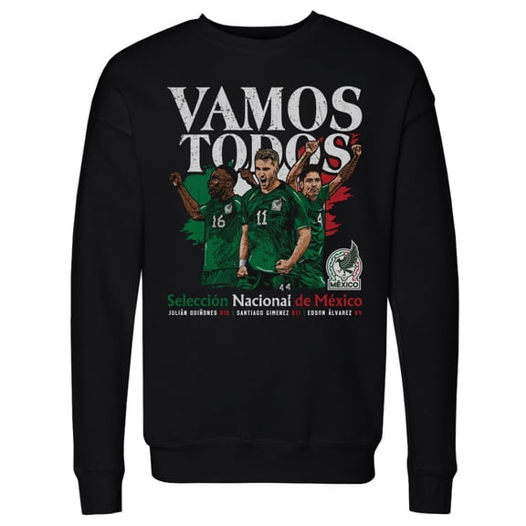 Men's 500 Level Black Mexico National Team Vamos Todos Juli-n Qui-ones, Santiago Gim-nez & Edson -lvarez Pullover