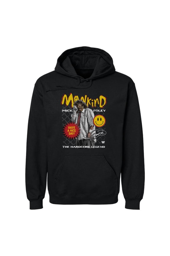 Men's 500 Level Black Mick Foley Mankind Have A Nice Day Pullover Hoodie