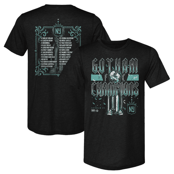 Men's 500 Level Black NJ/NY Gotham FC 2025 NWSL Champions Roster T-Shirt