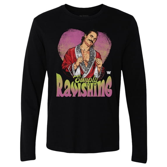 Men's-500 Level Black Rick Rude Simply Ravishing Heart Long Sleeve T-Shirt