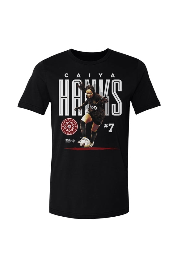 Men's 500 Level Caiya Hanks Black Portland Thorns FC Player Bitmap Graphic T-Shirt