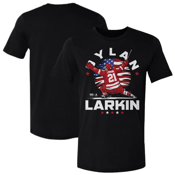 Men's 500 Level Dylan Larkin Black US Men's Hockey Flag T-Shirt