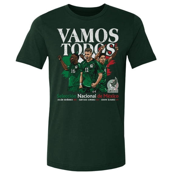 Men's 500 Level Forest Green Mexico National Team Vamos Todos Juli-n Qui-ones, Santiago Gim-nez & Edson -lvarez T-Shirt