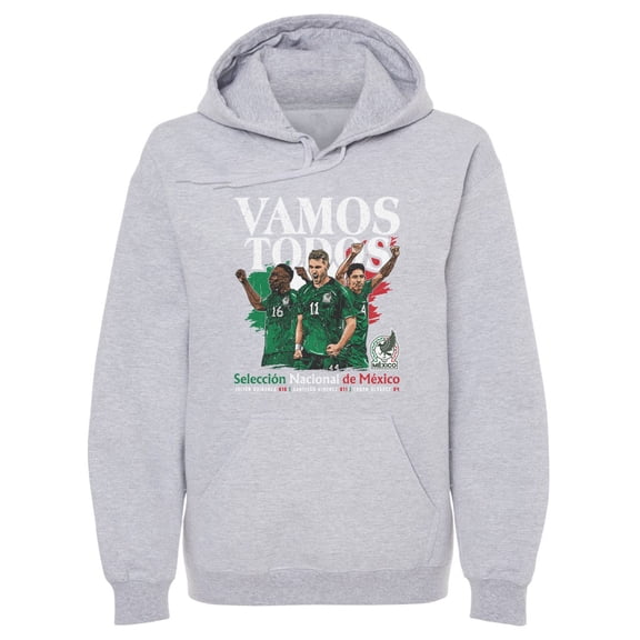 Men's 500 Level Gray Mexico National Team Vamos Todos Juli-n Qui-ones, Santiago Gim-nez & Edson -lvarez Pullover Hoodie