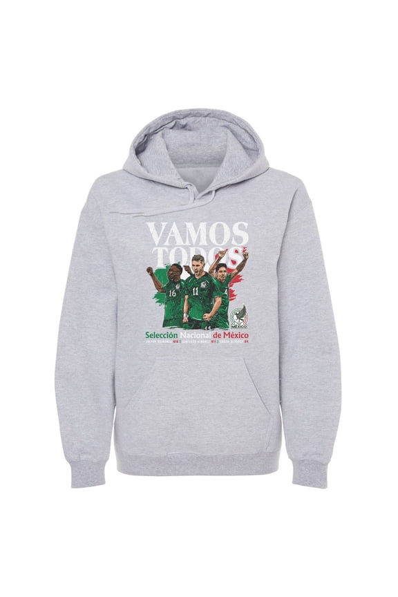 Men's 500 Level Gray Mexico National Team Vamos Todos Juli-n Qui-ones, Santiago Gim-nez & Edson -lvarez Pullover Hoodie