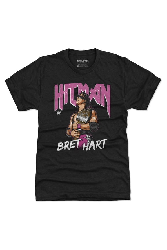 Men's 500 Level Heather Black Bret Hart Hitman Premium Tri-Blend T-Shirt