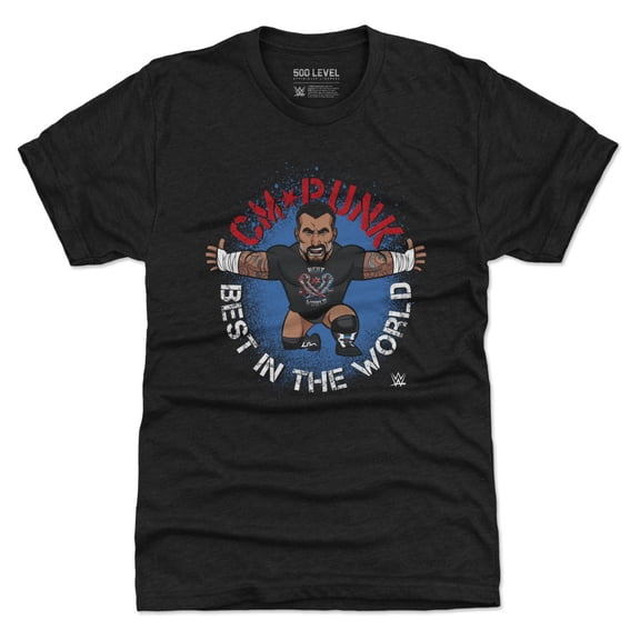 Men's 500 Level Heather Black CM Punk Big Shots Pose Tri-Blend T-Shirt