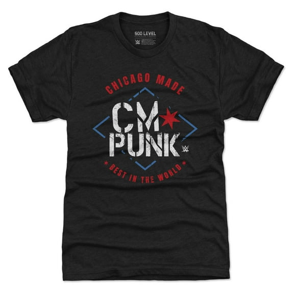 Men's 500 Level Heather Black CM Punk Chicago Made Premium Tri-Blend T-Shirt