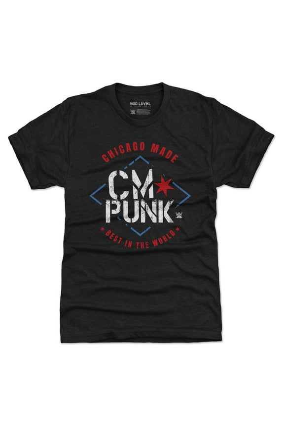 Men's 500 Level Heather Black CM Punk Chicago Made Premium Tri-Blend T-Shirt