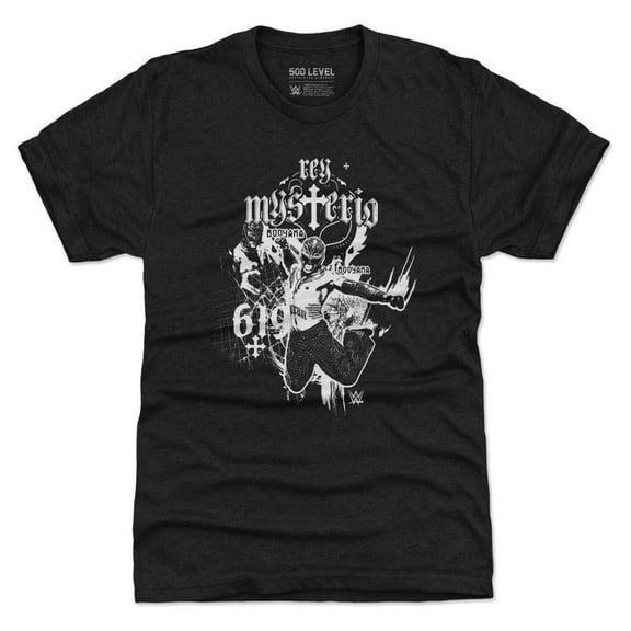 Men's 500 Level Heather Black Rey Mysterio Mono Tri-Blend T-Shirt