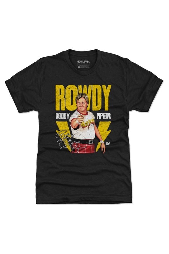 Men's 500 Level Heather Black "Rowdy" Roddy Piper Lightning Tri-Blend T-Shirt