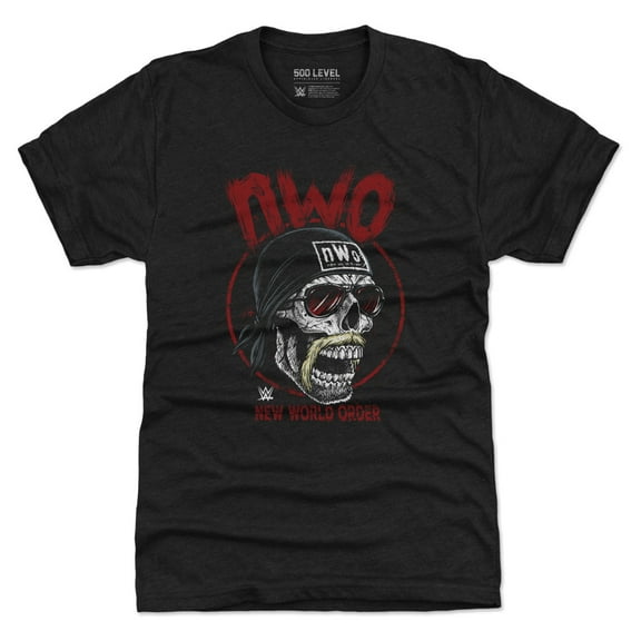 Men's 500 Level Heather Black nWo Hogan Skull Tri-Blend T-Shirt