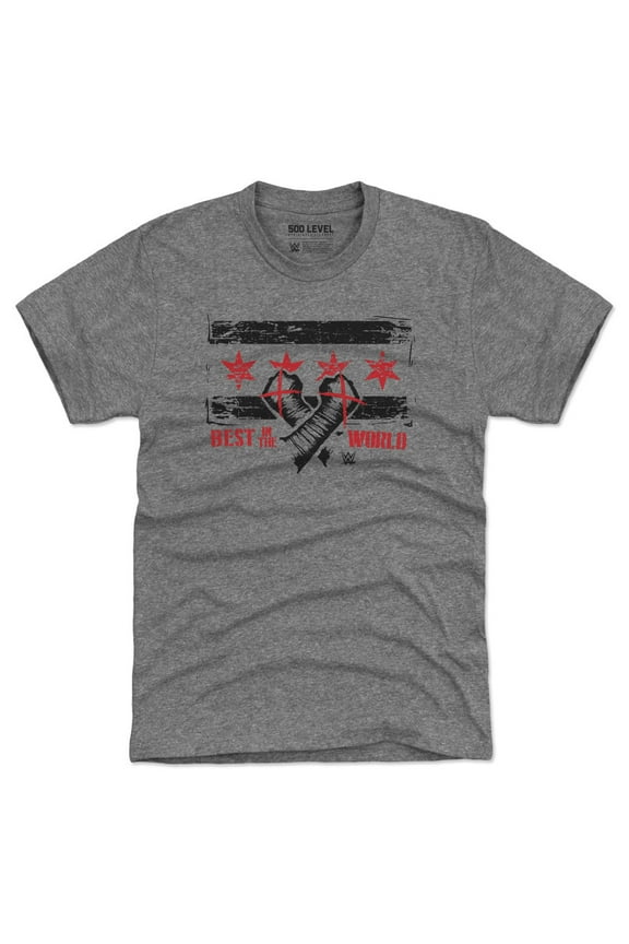 Men's 500 Level Heather Gray CM Punk Chicago Flag Premium Tri-Blend T-Shirt