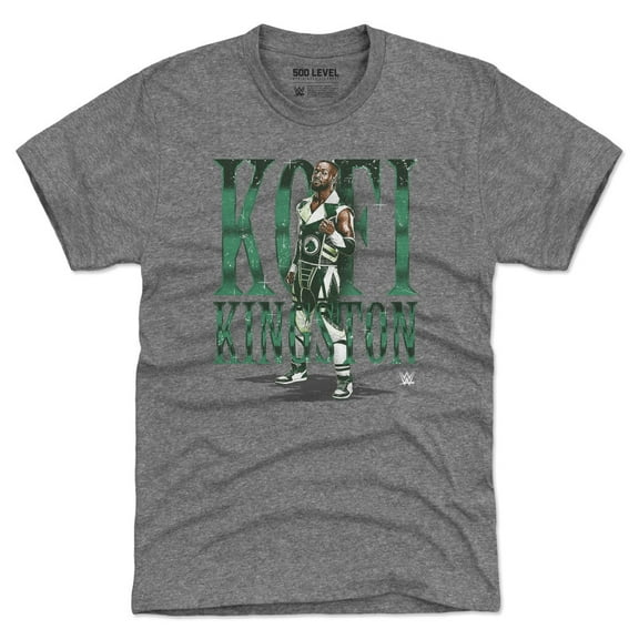 Men's 500 Level Heather Gray Kofi Kingston Name Tri-Blend T-Shirt