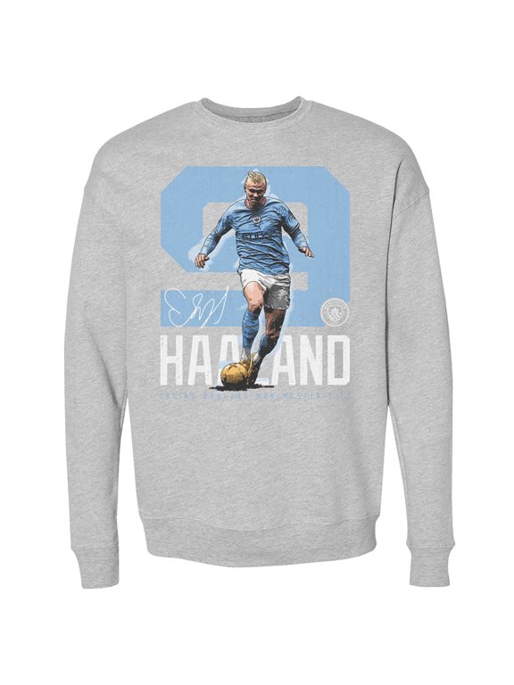 Men's 500 Level Heather Gray Manchester City Bold Number Pullover Crewneck Sweatshirt
