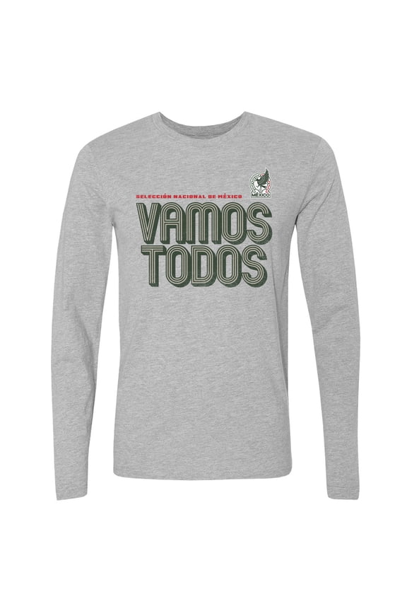 Men's 500 Level Heather Gray Mexico National Team Vamos Todos Inline Bold Long Sleeve T-Shirt
