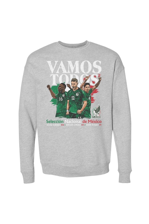 Men's 500 Level Heather Gray Mexico National Team Vamos Todos Juli-n Qui-ones, Santiago Gim-nez & Edson -lvarez Pullover