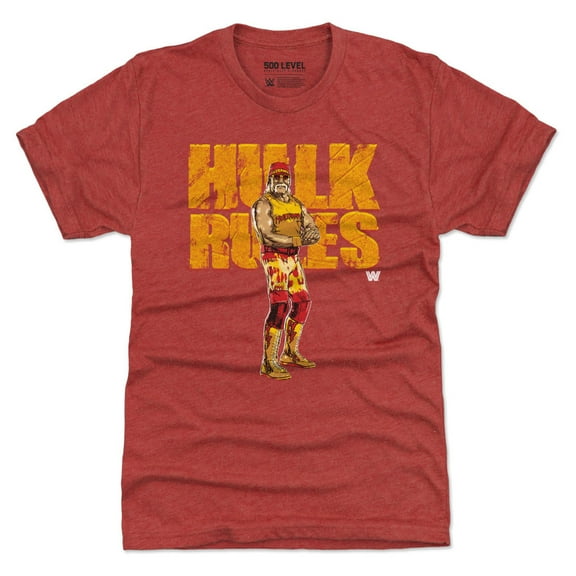 Men's 500 Level Heather Red Hulk Hogan Hulk Rules Tri-Blend T-Shirt