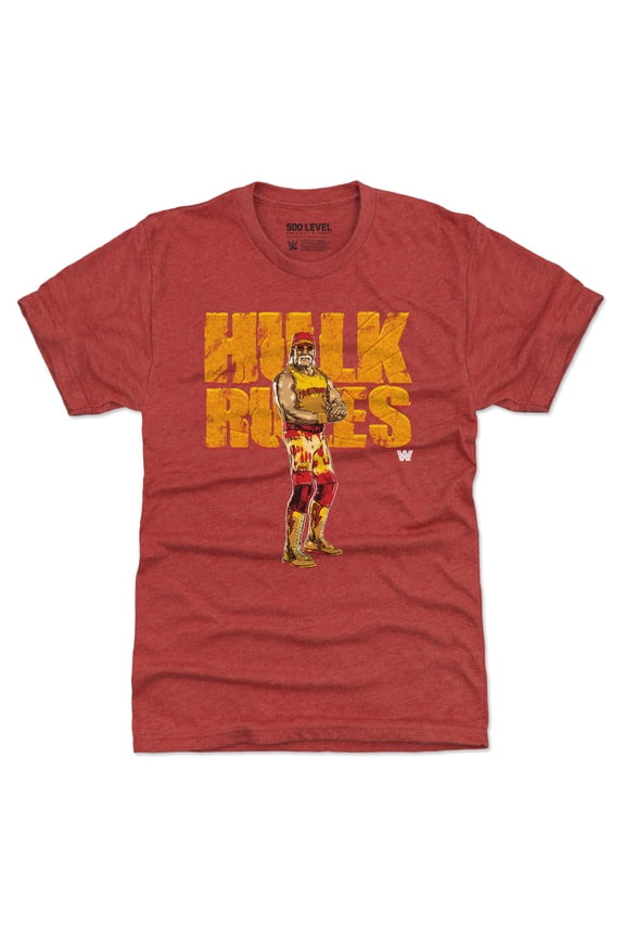 Men's 500 Level Heather Red Hulk Hogan Hulk Rules Tri-Blend T-Shirt