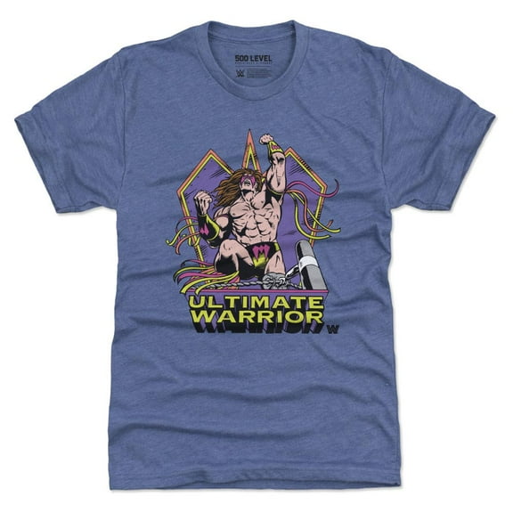 Men's 500 Level Heather Royal The Ultimate Warrior Retro Vector Tri-Blend T-Shirt