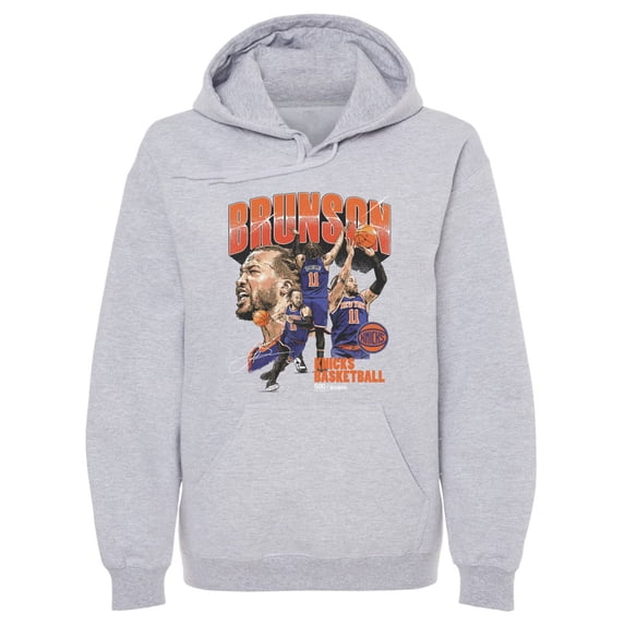 Men's 500 Level Jalen Brunson Gray New York Knicks Collage Pullover Hoodie