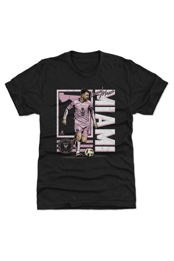 Men's 500 Level Lionel Messi Black Inter Miami CF State Premium Tri-Blend T-Shirt