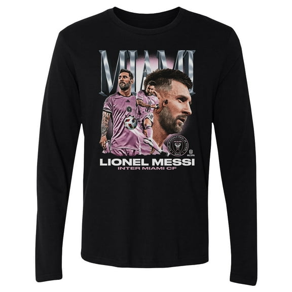 Men's 500 Level Lionel Messi Black Inter Miami CF Vintage Long Sleeve T-Shirt