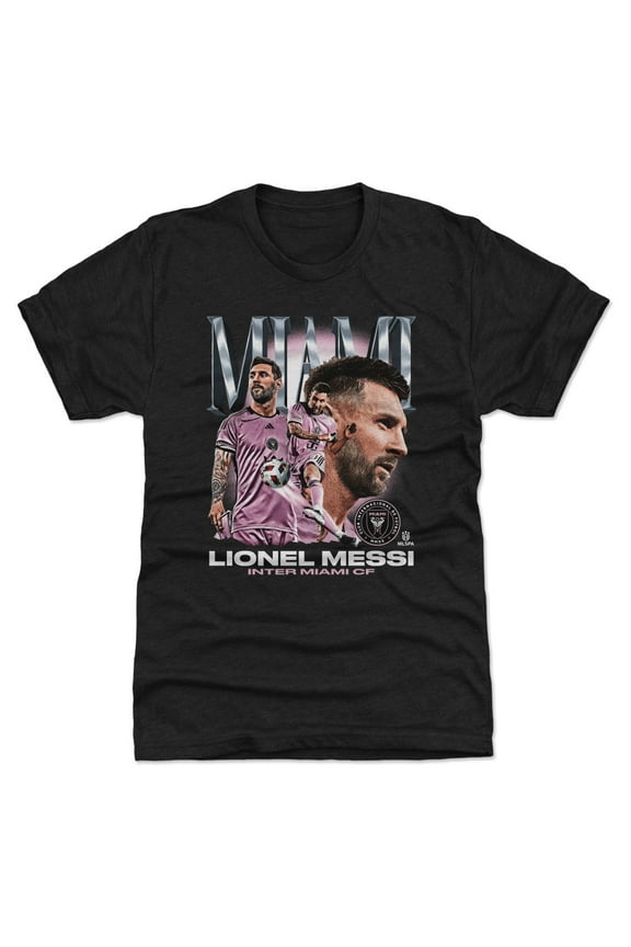 Men's 500 Level Lionel Messi Black Inter Miami CF Vintage Premium Tri-Blend T-Shirt