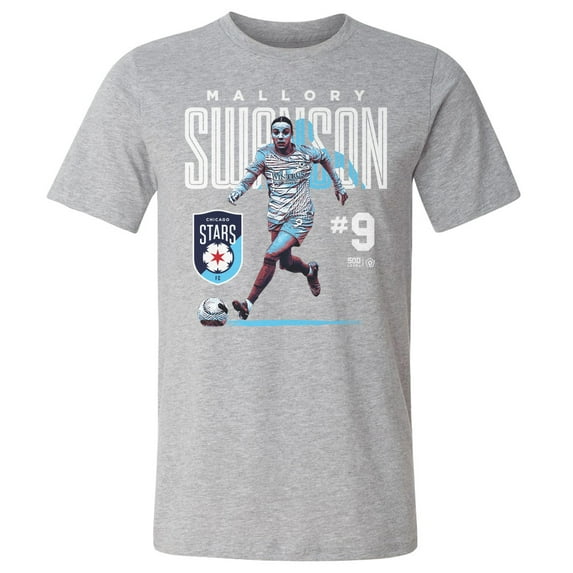 Men's 500 Level Mallory Swanson Heather Gray Chicago Stars FC Player Bitmap Graphic T-Shirt