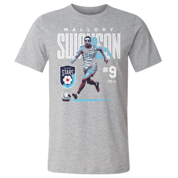 Men's 500 Level Mallory Swanson Heather Gray Chicago Stars FC Player Bitmap Graphic T-Shirt