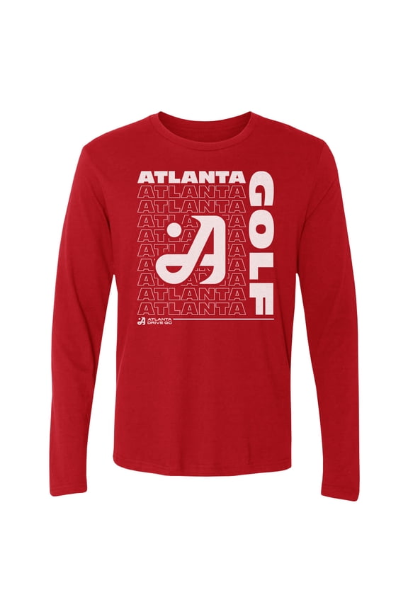 Men's 500 Level Red Atlanta Drive GC Repeat Outline Long Sleeve T-Shirt