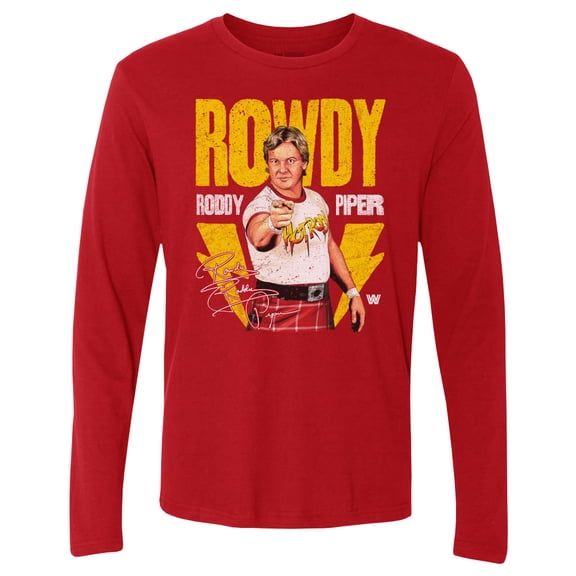 Men's-500 Level Red "Rowdy" Roddy Piper Long Sleeve T-Shirt