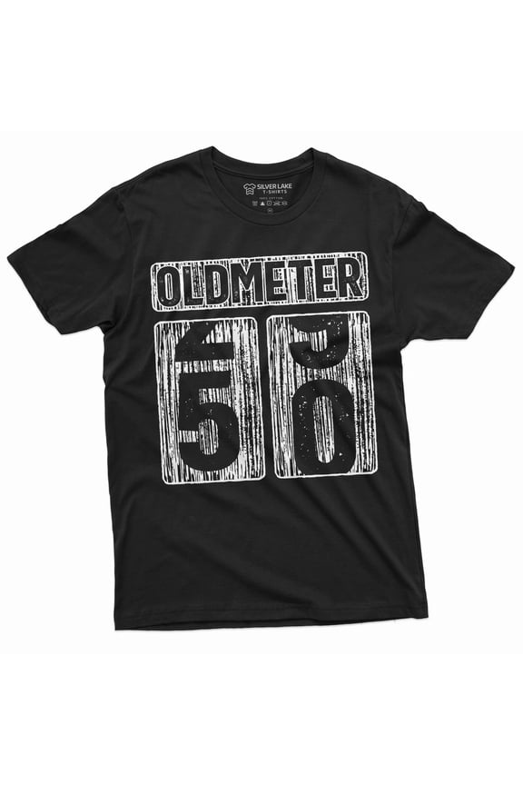 Men's 50th Birthday celebration anniversary T-shirt Funny Tee Odometer age Dad Grandpa gift Tee shirt (Large Black)
