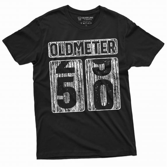 Men's 50th Birthday celebration anniversary T-shirt Funny Tee Odometer age Dad Grandpa gift Tee shirt (XX-Large Black)